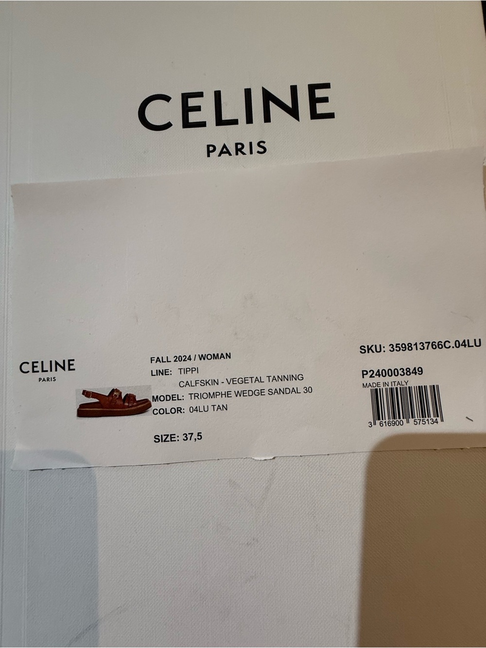 Celine Triomphe  Leather Brown Double-Strap Slingback Sandal with Gold Accent - Picture 16 of 16